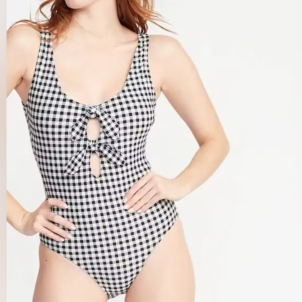 Black and White Gingham Old Navy One Piece Swimsuit
